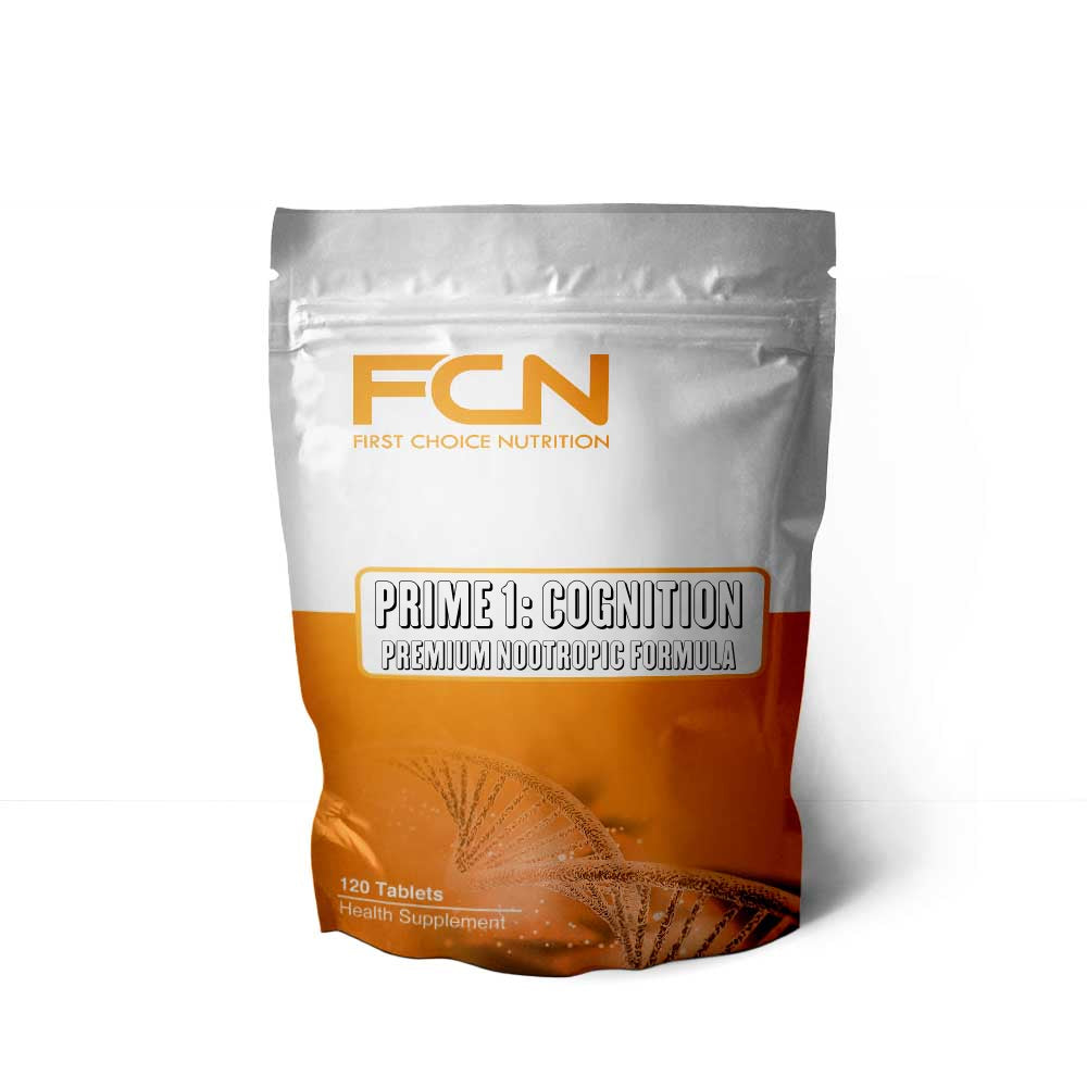 FCN's Prime 1 Cognition. Formulated with Alpha GPC, L-Theanine, Ginkgo Biloba, Theacrine, Bacopa, and Huperzine A